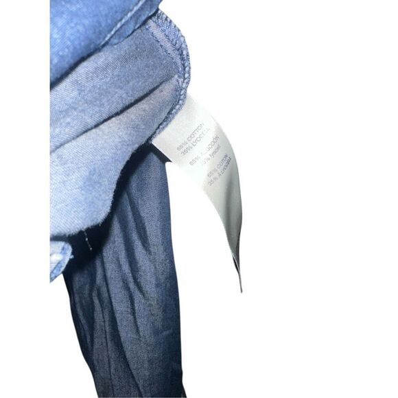 Beautiful CHICO’S Chicos Blue Chambray Drawstring Waist with pockets  lightweigh - Picture 7 of 9